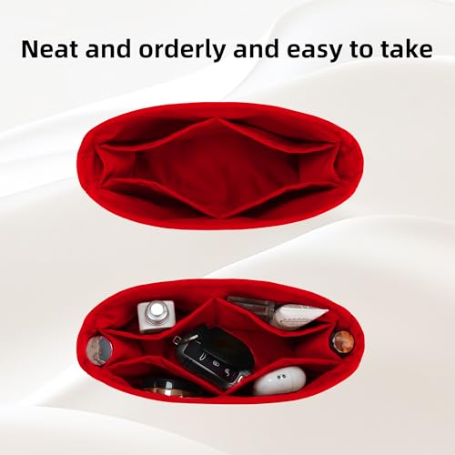 Image of DGAZ Purse Organizer Insert Fits Neverfullbag BB /PM /MM /GM,Silk Bag Organizer,Luxury Handbag & Tote Shaper(Rouge moyen,BB)