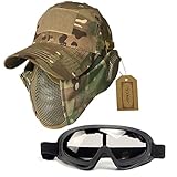 ANCL サバゲー フェイスガード ゴーグル 帽子 プロテクター マスク フェイスマスク サバイバルゲーム (マルチカム迷彩)