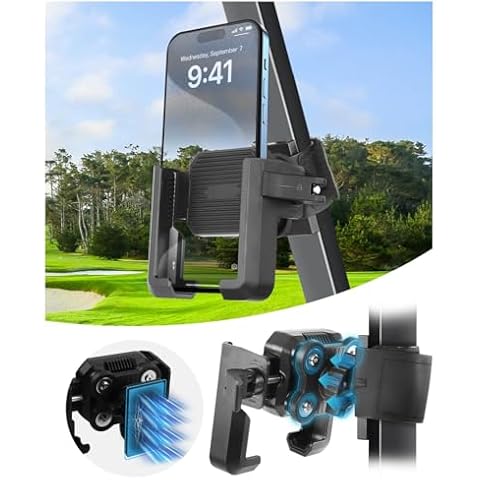 LEAPGOMAX Golf Cart Phone Holder Mount Magnetic with Vibration Dampener Anti Shake, Golf Cart Phone Caddy Compatible with iPhone/Galaxy/Google Pixel/Motorola Fit EZGO/Club Car/Yamaha/ICON/Zone Cover