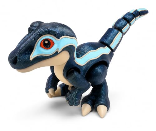 Image of PST Articulated Baby Velociraptor Dinosaur Toy | 3D Printed Poseable Raptor Figure | Flexible Collectible Desk Toy | Dinosaur Gift for Kids, Teens & Adults