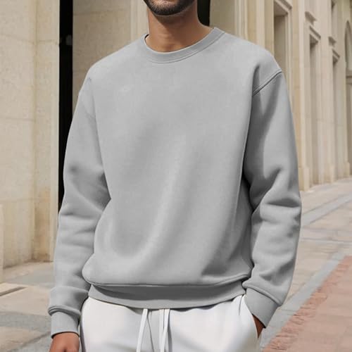 Men's Fleece Crewneck Sweatshirt Loose fit Long Sleeve Basic Pullover Tops Athletic Shirts2