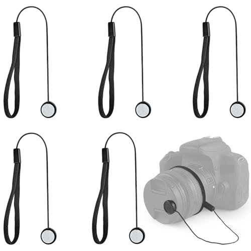 ZNBSIXP 5 Pack Lens Cap Leash,Lens Cap Tether,Lenses Caps Keeper with Elastic String,Camera Caps Holder for Canon Nikon Sony Sigma and Others SLR DSRL Mirrorless Lenses
