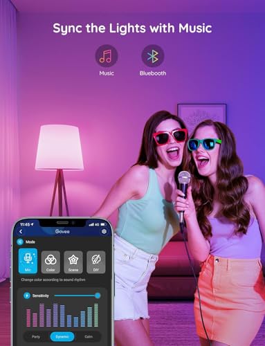 Govee Smart Light Bulbs, Color Changing Light Bulb, Work with Alexa and Google Assistant, 16 Million Colors RGBWW, WiFi & Bluetooth LED Light Bulbs, Music Sync, A19, 800 Lumens, 4 Pack