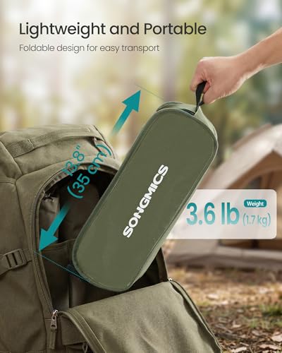 Image of SONGMICS Lightweight Backpacking Chair, Adjustable Height, Steel Frame | 330 Lb Capacity, 2 Storage Pockets, for Outdoor Travel, Green UGCB050CZ01