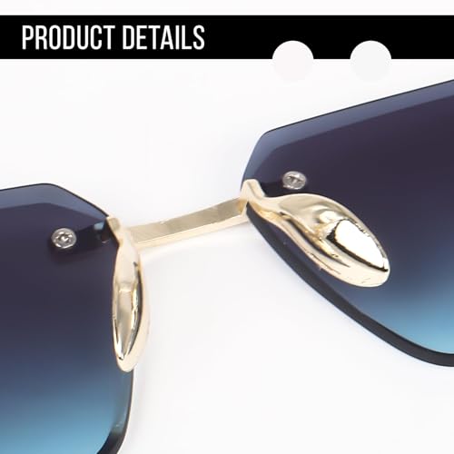 Image of IFLASH UV Protected Retro Rectangular Rimless Sunglasses for Men and Women