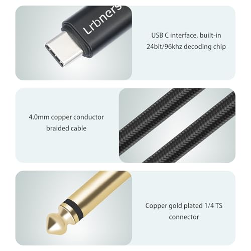 Cable USB-C a Doble Jack 6.35mm TS Macho 1m miniatura 4