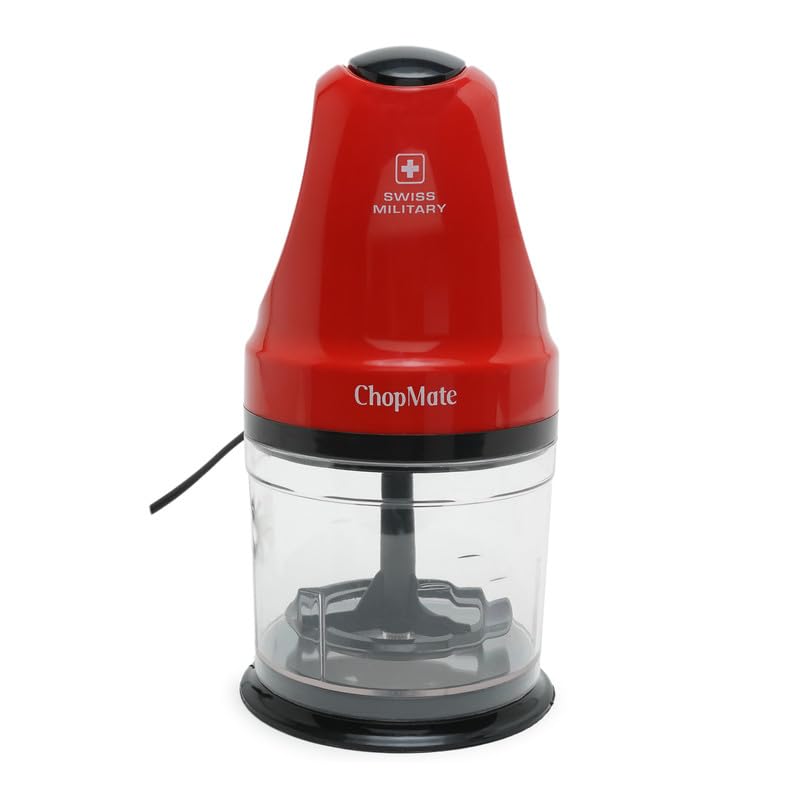 Swiss Military CHOPMATE Vegetable Chopper for Kitchen, Onion Chopper, Electric Chopper for Kitchen Use, Veggie Chopper, Food Processor for Kitchen, Stainless Steel Blades,250 Watts,1 Year Warranty,Red