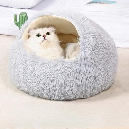 キャットハウス ペットベッド 猫 犬用 小型犬用 ドーム型 冬用 丸型 ふわふわ ソフト 暖かい シートクッション おしゃれ シンプル 一年中使える 可愛い ポリプロピレン フリーサイズ(B)