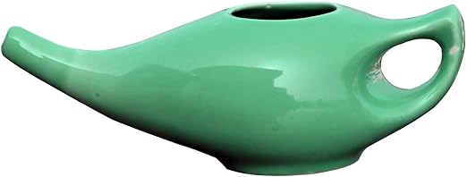 Leak Proof Durable Porcelain Ceramic Neti Pot for Nasal Cleansing Turquoise | Natural Treatment for Sinus, Infection and Congestion