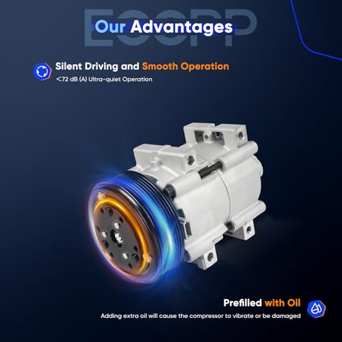 Image of ECCPP AC Compressor with Clutch for Ford for F-250 for F-350 7.3L 1990-1997 | for Ford for E-350 Econoline for F-59 Commercial Stripped Chassis 7.3L 1993-1997 AC Compressor Rapid Cooling
