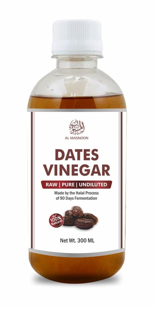 Al Masnoon Raw Dates Vinegar / 100% Pure, Undiluted, and Naturally Fermented for Culinary and Health Benefits (300ml Pack of 1)