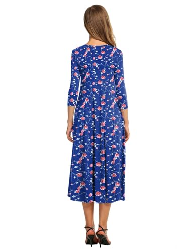 Image of HOTOUCH Women's 3 /4 Sleeve A-line and Flare Midi Long Dress
