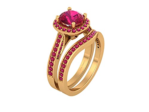Bagues de fiançailles or jaune 925 rubis rose le cadeau de demande parfait