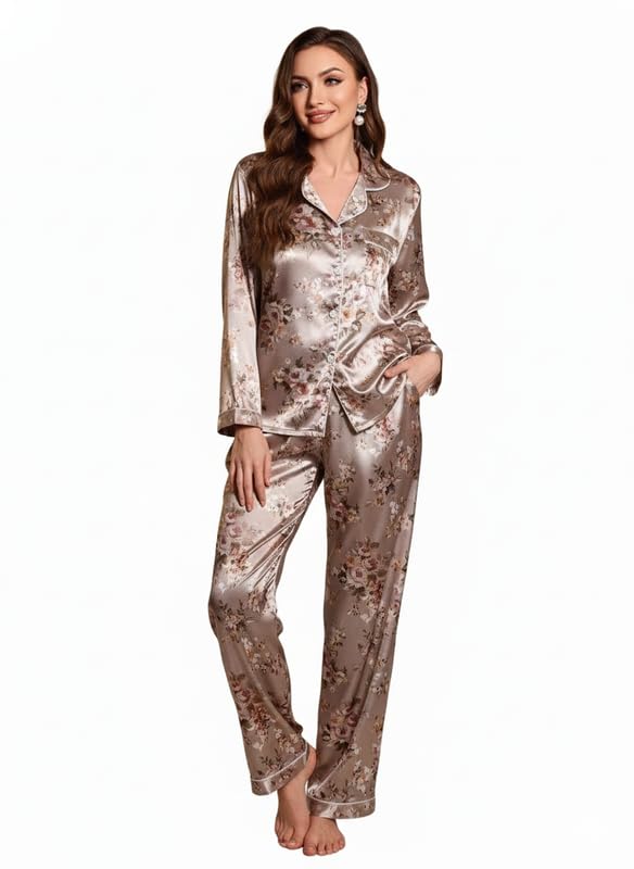 Night Suit for Women with Full Sleeve Button-Down Top with Pant Dress for Woman, Cotton Night Dress for Woman, Two-Piece Loungewear Set-picture-29