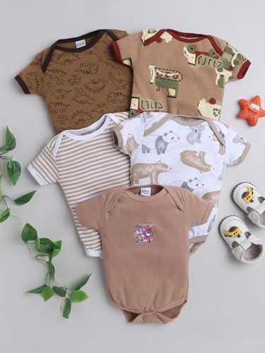 Image of EIO Newborn Baby Cotton Romper Sleepsuit | Half Sleeve Jumpsuit Bodysuit for Boys & Girls | Soft Breathable Baby Clothes Combo Pack