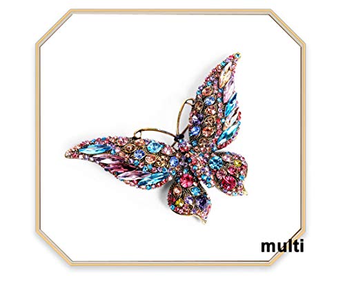 Image of Suoirblss 3.74 Inches Vintage Rhinestone Butterfly Brooch Pin Crystal Cute Animal Rhinestones Corsage Pin