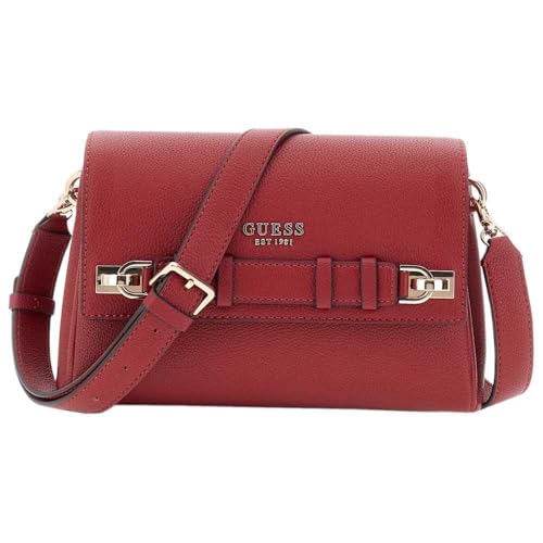 Image of GUESS Red Textured Gregoria Flap Crossbody Bag