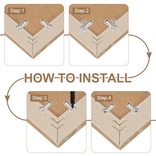 Image of uxcell 200pcs Picture Frame Backing Clips, 0.75 inch Photo Frame Turn Buttons Fasteners Hardware Corner Clip with 200pcs Screw for Hanging Pictures Craft Drawings, Silver