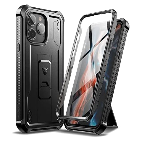 Dexnor for Apple iPhone 14 Pro Max Case, [Built in Screen Protector and Kickstand] Heavy Duty Military Grade Protection Shockproof Protective Cover for Apple iPhone 14 Pro Max - Black Cover