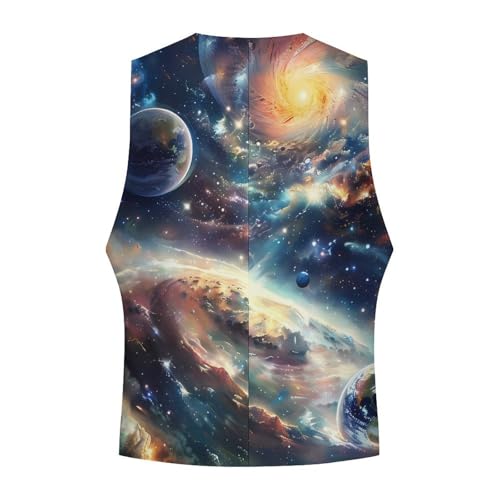 Galaxy Planet Men's Suit Vest Waistcoat Vests Formal Dress with 2 Pockets for Business Casual Tuxedo4
