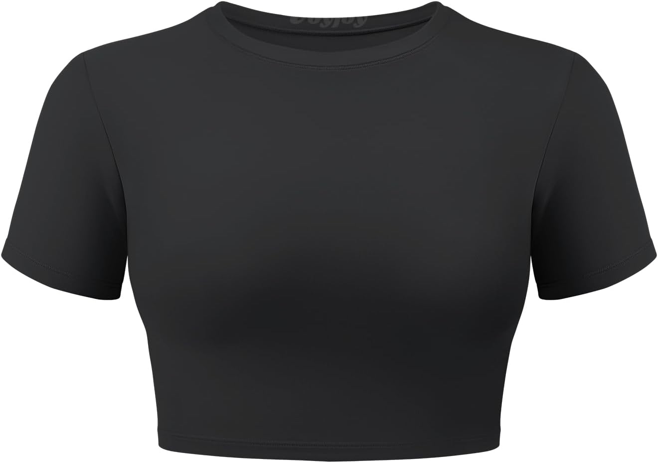 VOYJOY Womens Double Lined Fitted Short Sleeve Crop Tops Crew Neck Casual Workout T Shirts Cute Basic Tee