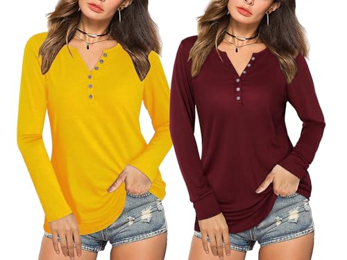 Image of Women's Regular Fit Pure Cotton Top - Elegant V-Neck with Mandarin Collar, Button-Front Design, Full Sleeves, Soft & Breathable Fabric for Stylish Casual Wear