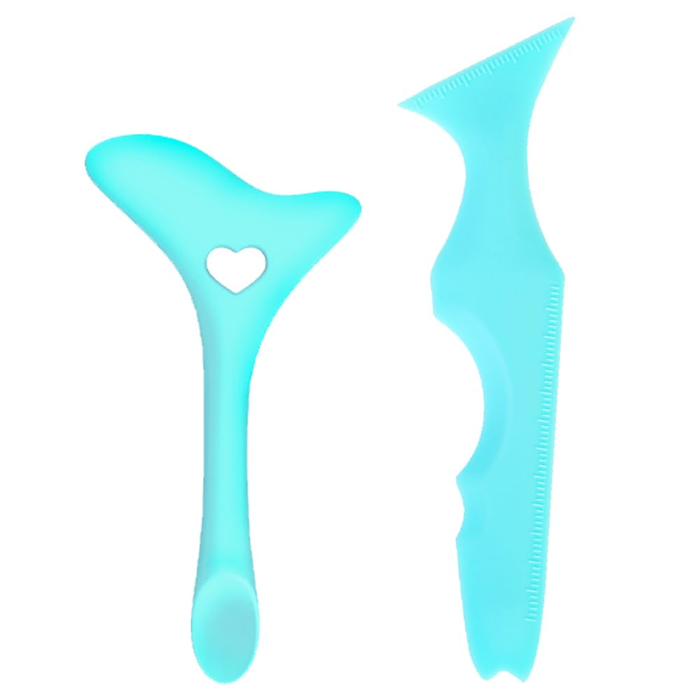 Multifunctional Eyeliner Stencils [2 PCS], Eye Makeup Tool Set[Winged Eyeliner Aid + Silicone Beauty Ruler] as Eyelash Shield/Eyebrow Shaping/Jaw Line/Lip Line for Beginners (Mint Green)