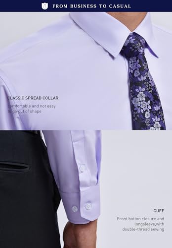 Image of HISDERN Mens Dress Shirt with Tie Pocket Square Set Classic Button Down Shirt Matching Tie Long Sleeve Shirts