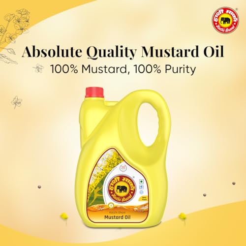 Image of Elephant Brand Hathi Marka Kacchi Ghani Mustard Oil - Ideal for cooking food, pickles, massages Jar (2 Ltr)