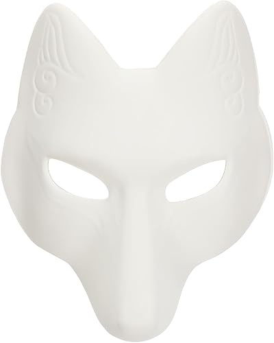 BESTOYARD Máscara de zorro de Halloween, disfraz de mascarada, disfraz de Theria, máscara en blanco pintable japonés Kabuki Kitsune para disfraz de