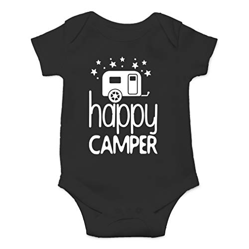 AW Fashions Happy Camper Baby Bodysuit Funny Cute Infant Outfit Adorable Newborn Boy Girls Unisex Romper