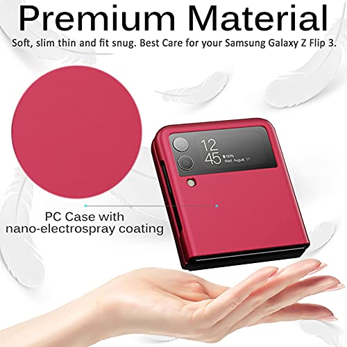 Miimall Compatible With Samsung Galaxy Z Flip 3 2021 Case Cover, Galaxy Z Flip 3 Pc Case Ultra-Thin Matte Finish Anti-Fingerprint Anti-Oil Bumper Case For Samsung Galaxy Z Flip 3 Flip 3 5G 2021(Red) #TOP2