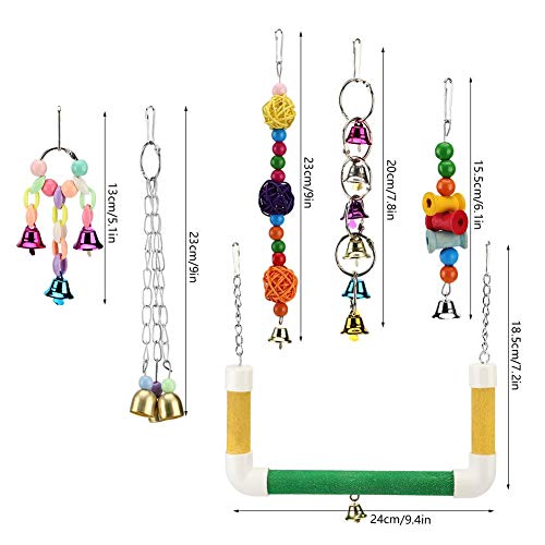 Papegaai Kauwspeelgoed, 6 stks/set Huisdier Schommel Levert Kleurrijke Opknoping Vogelspeelgoed, Vogel Speeltuin voor… - Afbeelding 3