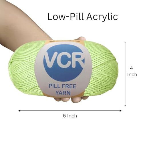 Image of VCR Sage Green Yarn, Pill-Free Soft Knitting Yarn, 100 Grams Hank, 263 Meters Length, Low-Pill Acrylic Yarn, Soft Crosia Threads, Pack of 1, Suitable for Beanies, Caps and Gloves