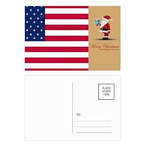 Cartes postales drapeau national des États-Unis, coffret cadeau Amérique du Nord et Père Noël
