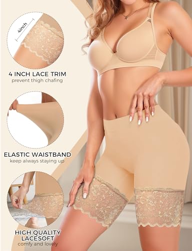 3pcs Lace Slip Shorts for Under Dresses Women, Anti Chafing Shorts Women, Bloomers Boyshorts Panties Lace leggings2