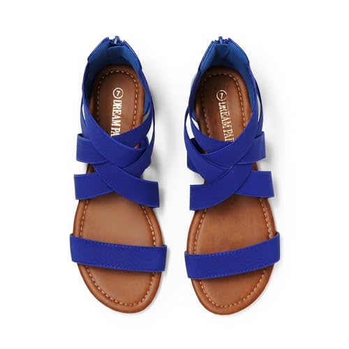 Image of DREAM PAIRS Women's Elastic Ankle Strap Sandals Gladiator Strappy Low Wedges Sandals