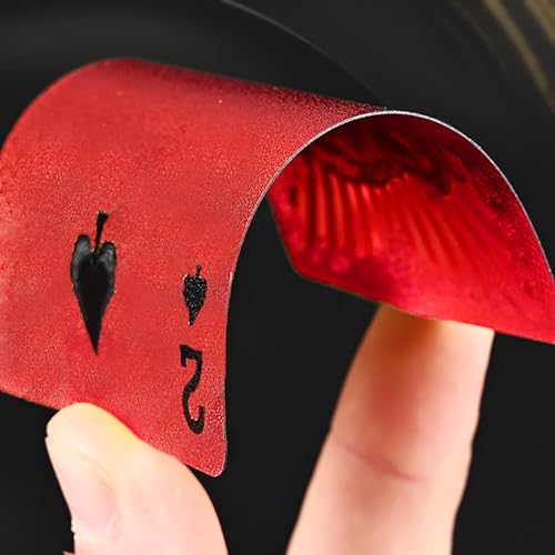 syiyunran Kunststoff Wasserdicht Spielkarten - Roter Drache Muster Kartendeck 1 Deck, Abmessungen 5,7 x 8,7 cm, Goldfolie Kreative Karte Kartenspiel Gesicht Gefrostet Poker Pokerkarten – Bild 5