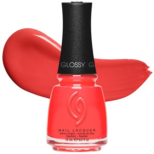 China Glaze Cg Nail Lacquer Sun-Set the Mood – Vibrant Coral Red Nail Polish, Quick Dry, Chip Resistant Glossy Finish for Salon & DIY Manicure, 0.5 Fl Oz