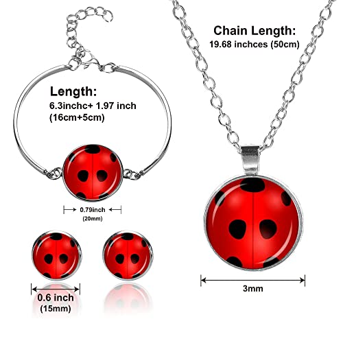 Cute red ladybug set,ladybug bracelet,ladybug earrings,ladybug necklace Ladybird Jewellery meraculas ladybug jewelry2
