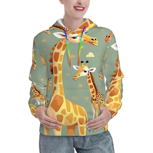 Sweat à capuche femme imprimé girafes sauvages chaud confortable vêtement mode sauvage
