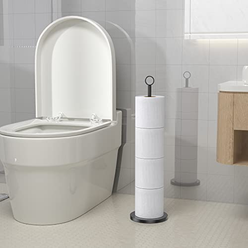 Toiletrolhouderstandaard (met reservefunctie), vrijstaande toiletpapieropslaghouder, roestvrijstalen toiletrolhouderstandaard voor opslag van badkamer- en toiletreserverollen - Image 7