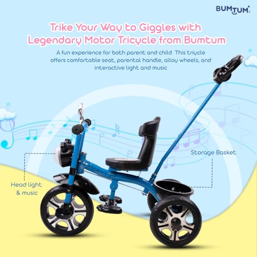 Image of BUMTUM Legendary Baby Tricycle Pedal Bike Rider Stylish | Tricycle for Kids (3-5 Years) Ride-Ons & Wagons Non Battery Operated Ride On Bike with Storage Basket - Blue