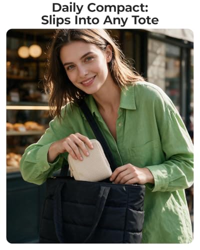 BAGSMART Petite trousse de maquillage en velours côtelé, pochette cosmétique pour femme avec poche – Image 2