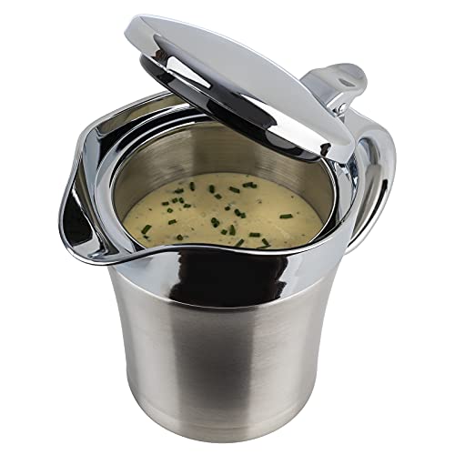 Foto von APS 40207 Doppelwandig isolierte Sauciere mit Klappdeckel, 19 x 12,5 x 13 cm, 0,4 ltr