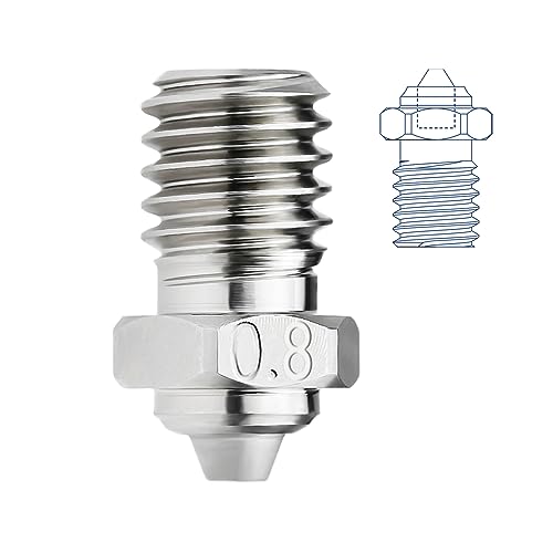 アップグレード V6 バイメタルノズル 0.8mm 硬化スチールメッキ銅 1.75mm V6 Hotend Prusa I3 MK3S Anycubic Mega S Vyper 3Dプリント PEI PEEKまたはカーボンファイバーフィラメント(0.8mm)