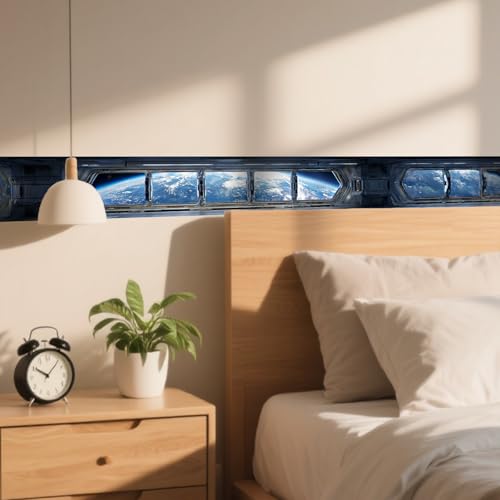 Image of Nuxovilar Space Capsule Window Peel Stick Border PVC 3.94x16.4'