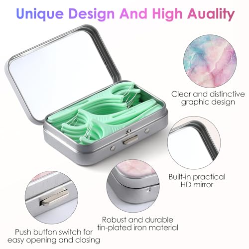 Image of Dental Floss Portable Case, Easy to Store Floss Picks of Various Sizes, Portable Dental Floss Dispenser is Perfect for Travelling, Hotels, Dinners, Appointments.Coloured Marble