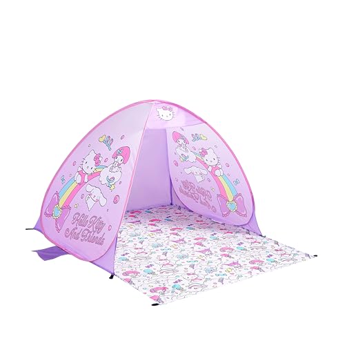 Sanrio Hello Kitty Canopy Pop Up Tent for Kids, Outdoor Portable Play Tent with UV Sun Shade, Easy Setup Beach & Backyard Shelter, Includes Carry Bag, Lightweight Kids Outdoor Playhouse & Shade Canopy