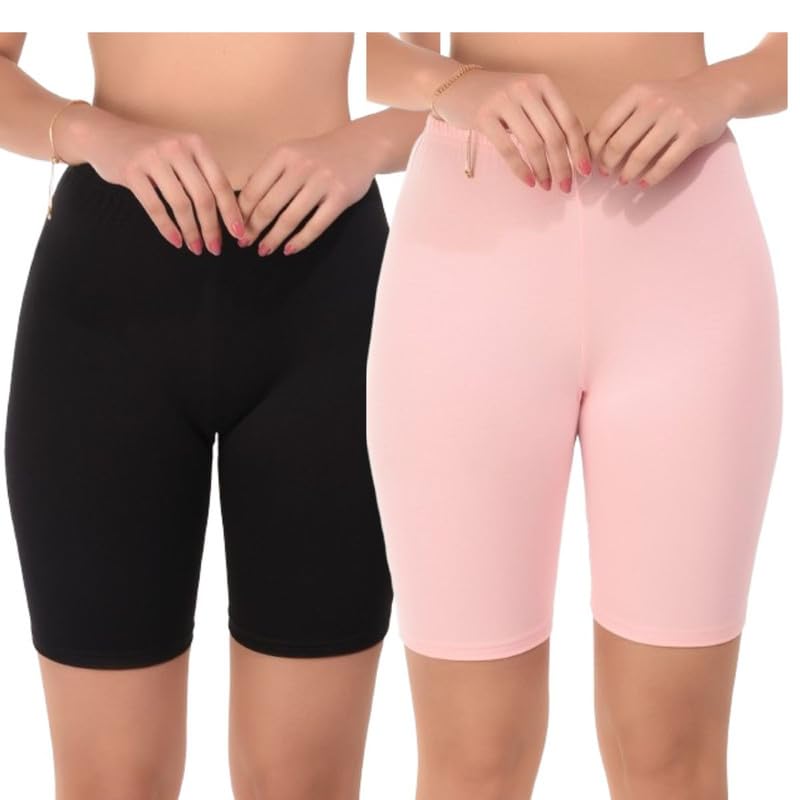 boleem Women's Girls Cycling Shorts for Gym, Yoga, Underskirt, Activear Solid Color Black, Pink-picture-21
